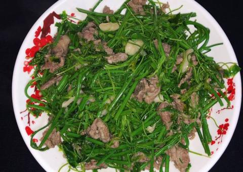 Rau bò khai xào thịt bò