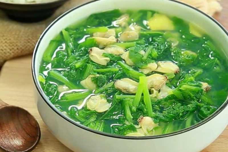 Canh rau cải nấu ngao