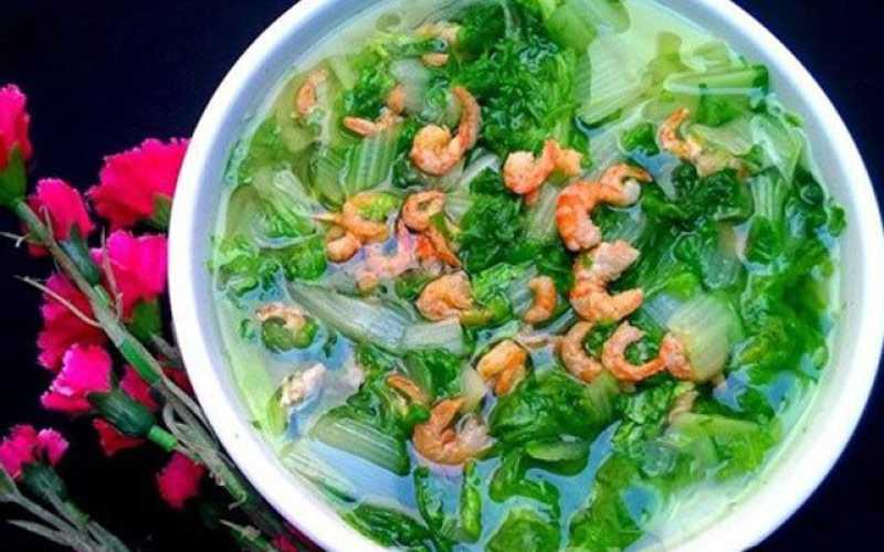 Canh cải nấu tôm khô