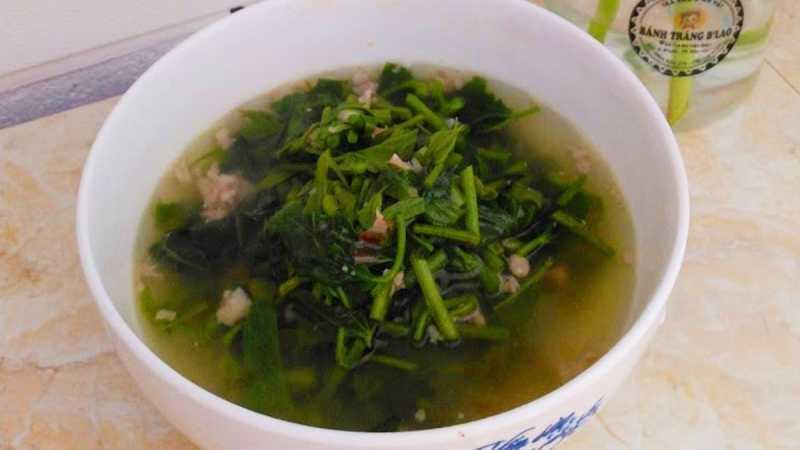 Canh rau lang nấu thịt băm