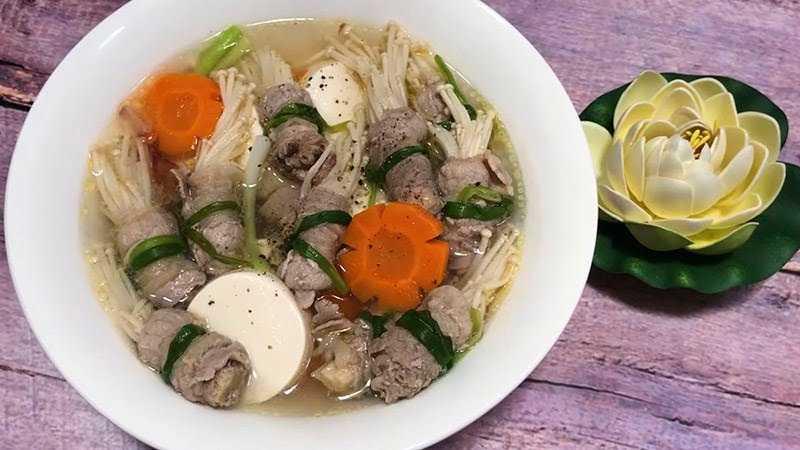 Canh thịt bò nấu nấm